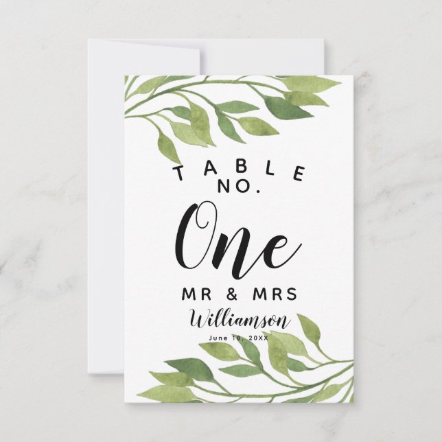 feuillage verdure feuille numéro de table mariage/ (Devant)
