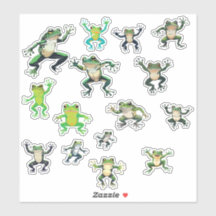 Feuille 8x8 de 15 autocollants de grenouilles dans