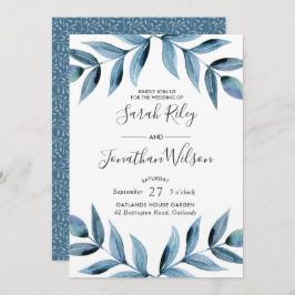 Feuille bleu Faire-part de mariage