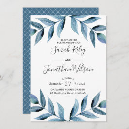 Feuille bleu Faire-part de mariage