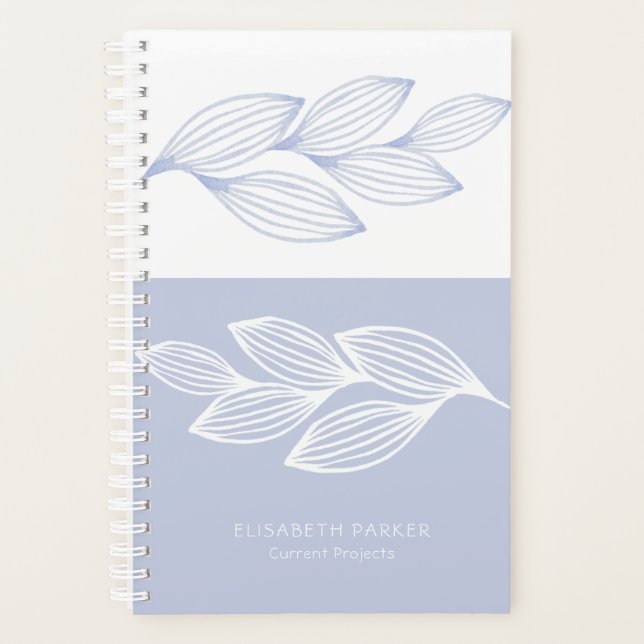 Feuille bleu poussiéreux chic et moderne (Devant)