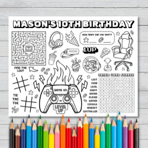 Feuille d'activité d'anniversaire de jeu vidéo