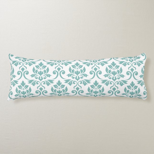 Feuille Damask Aquamarines großes Muster Seitenschläferkissen (Vorderseite)