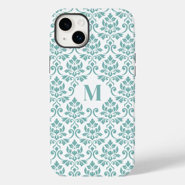 Feuille Damask Aquamarines Muster (Custom) Case-Mate iPhone 14 Plus Hülle (Rückseite)