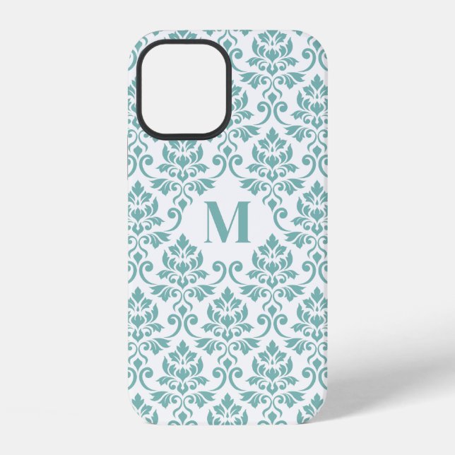 Feuille Damask Aquamarines Muster (Custom) iPhone 12 Hülle (Rückseite)