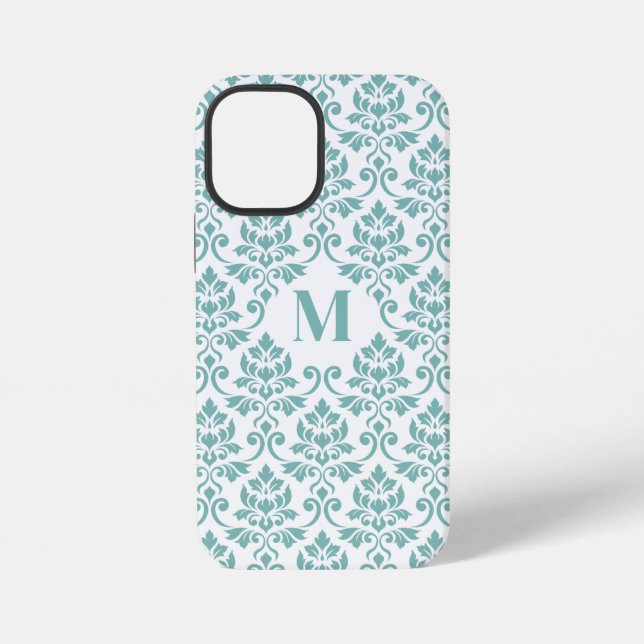 Feuille Damask Aquamarines Muster (Custom) iPhone 12 Mini Hülle (Rückseite)