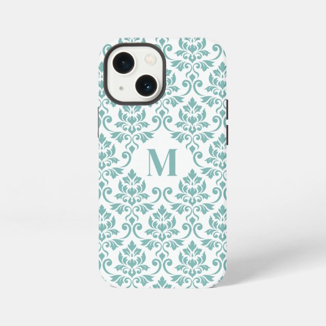 Feuille Damask Aquamarines Muster (Custom) iPhone 13 Mini Hülle (Rückseite)