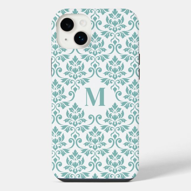 Feuille Damask Aquamarines Muster (Custom) iPhone 14 Plus Hülle (Rückseite)
