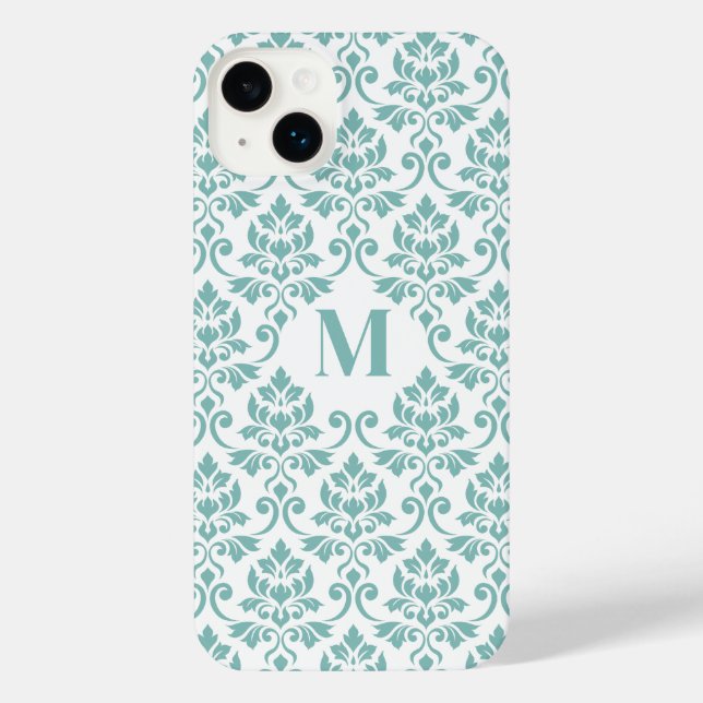Feuille Damask Aquamarines Muster (Custom) iPhone 14 Plus Hülle (Rückseite)