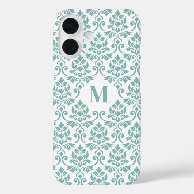 Feuille Damask Aquamarines Muster (Custom) iPhone 16 Hülle (Rückseite)