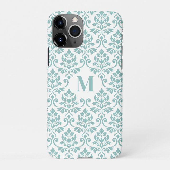 Feuille Damask Aquamarines Muster (Custom) iPhone Hülle (Rückseite)