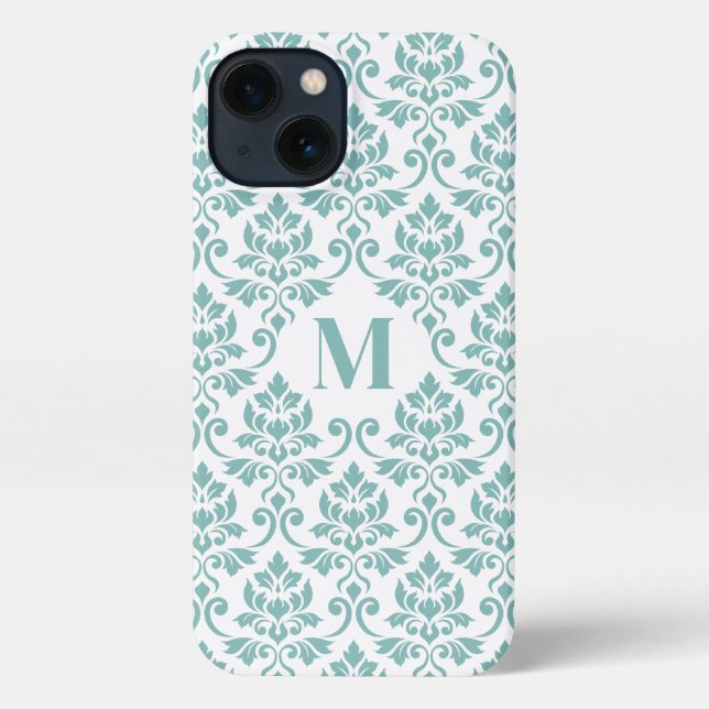 Feuille Damask Aquamarines Muster (Custom) iPhone Hülle (Rückseite)