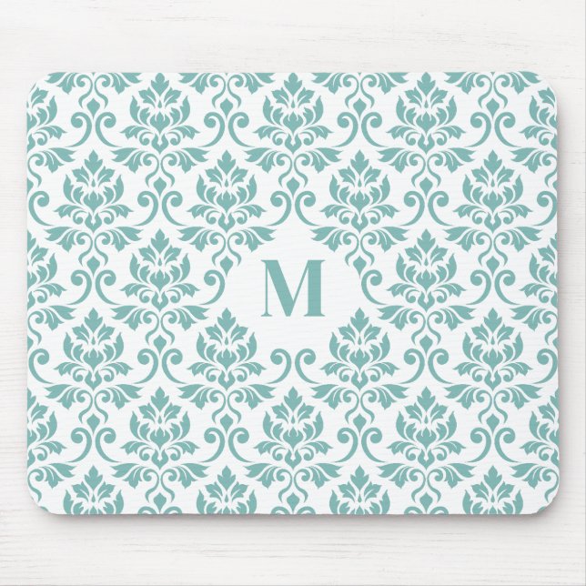 Feuille Damask Aquamarines Muster (Custom) Mousepad (Vorne)