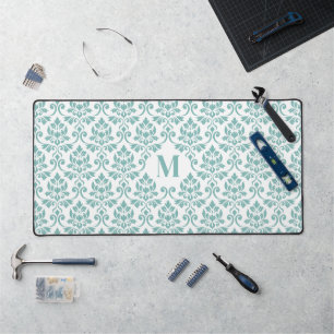 Feuille Damask Aquamarines Muster (Custom) Schreibtischunterlage