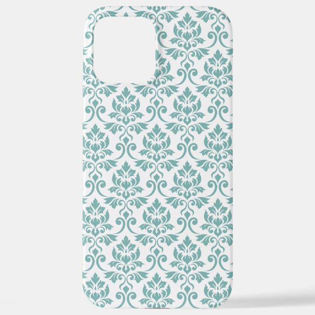 Feuille Damask Aquamarines Muster iPhone 12 Pro Max Hülle (Rückseite)