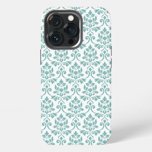 Feuille Damask Aquamarines Muster iPhone 13 Pro Hülle (Hinten)