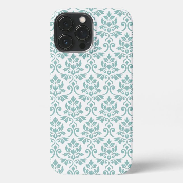 Feuille Damask Aquamarines Muster iPhone 13 Pro Max Hülle (Rückseite)