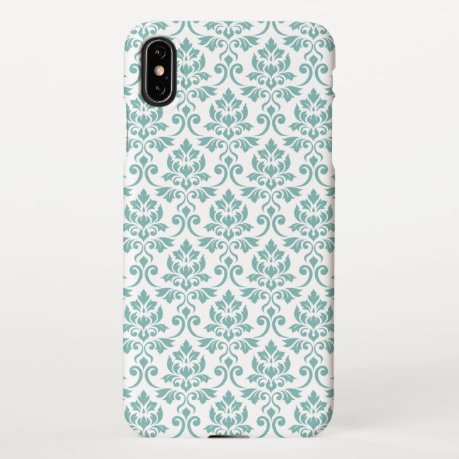 Feuille Damask Aquamarines Muster iPhone Hülle (Rückseite)