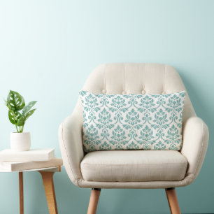 Feuille Damask Aquamarines Muster Lendenkissen