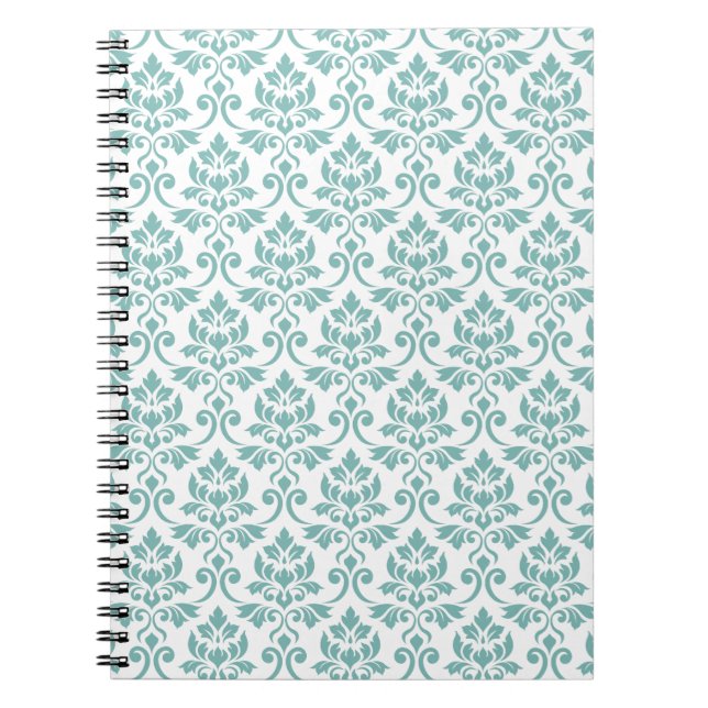 Feuille Damask Aquamarines Muster Notizblock (Vorderseite)