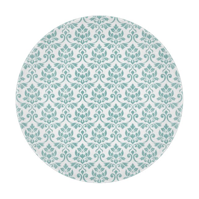 Feuille Damask Aquamarines Muster Schneidebrett (Vorderseite)
