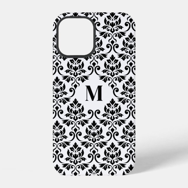 Feuille Damask Black Pattern (Benutzerdefiniert) iPhone 12 Hülle (Rückseite)