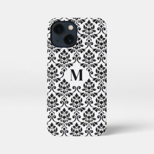 Feuille Damask Black Pattern (Benutzerdefiniert) iPhone 13 Mini Hülle