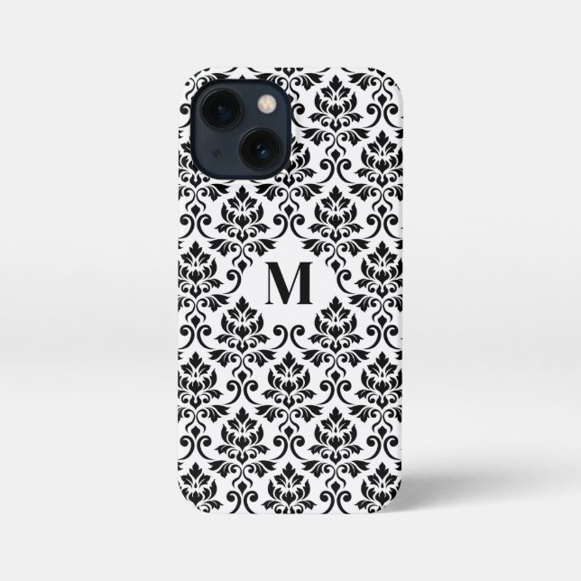 Feuille Damask Black Pattern (Benutzerdefiniert) iPhone 13 Mini Hülle (Rückseite)