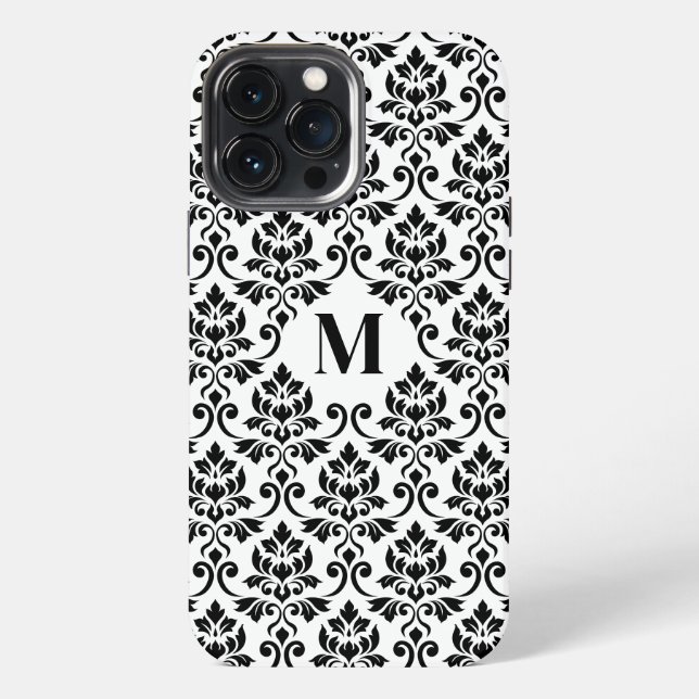 Feuille Damask Black Pattern (Benutzerdefiniert) iPhone 13 Pro Max Hülle (Rückseite)