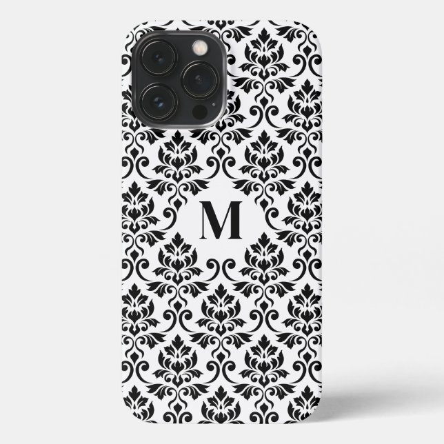 Feuille Damask Black Pattern (Benutzerdefiniert) iPhone 13 Pro Max Hülle (Rückseite)