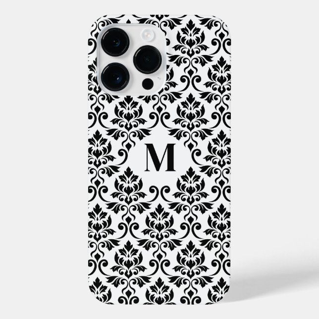 Feuille Damask Black Pattern (Benutzerdefiniert) iPhone 14 Pro Max Hülle (Rückseite)