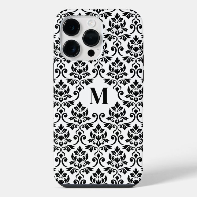 Feuille Damask Black Pattern (Benutzerdefiniert) iPhone 14 Pro Max Hülle (Rückseite)