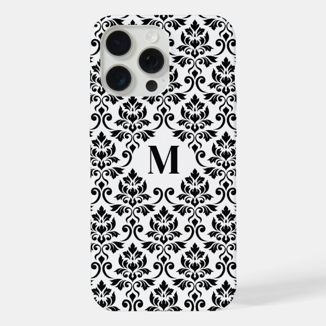 Feuille Damask Black Pattern (Benutzerdefiniert) iPhone 15 Pro Max Hülle (Rückseite)