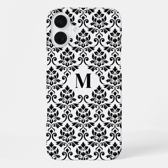 Feuille Damask Black Pattern (Benutzerdefiniert) iPhone 16 Plus Hülle (Rückseite)