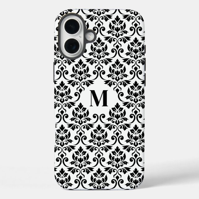 Feuille Damask Black Pattern (Benutzerdefiniert) iPhone 16 Plus Hülle (Rückseite)
