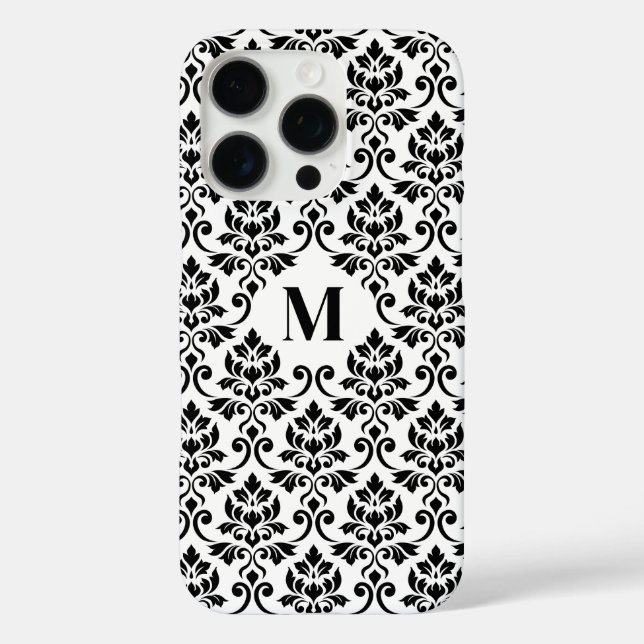 Feuille Damask Black Pattern (Benutzerdefiniert) iPhone 16 Pro Hülle (Rückseite)