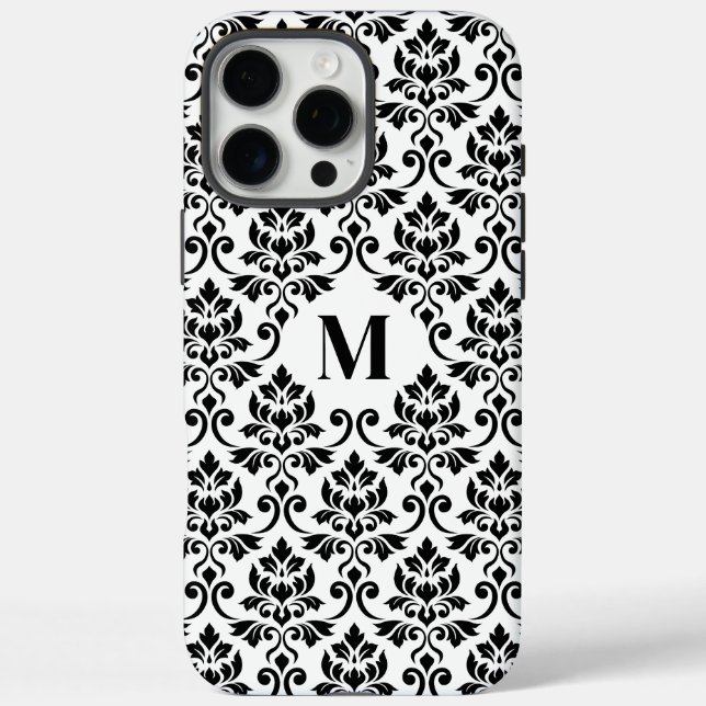 Feuille Damask Black Pattern (Benutzerdefiniert) iPhone 16 Pro Max Hülle (Rückseite)