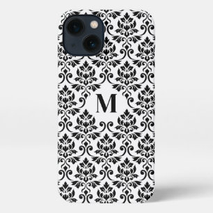 Feuille Damask Black Pattern (Benutzerdefiniert) iPhone Hülle