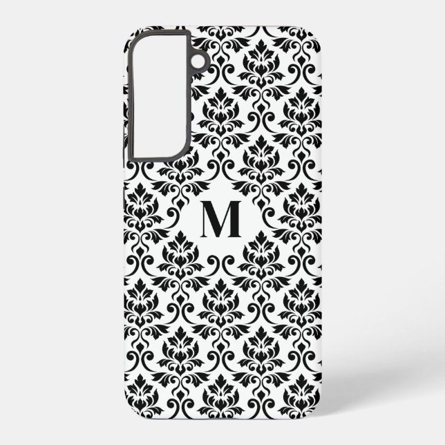 Feuille Damask Black Pattern (Benutzerdefiniert) Samsung Galaxy Hülle (Rückseite)
