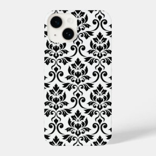 Feuille Damask Lg Muster Black auf Weiß iPhone 14 Hülle