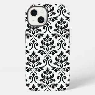 Feuille Damask Lg Muster Black auf Weiß iPhone Hülle