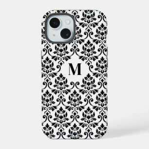 Feuille Damask Motif noir (personnalisé)