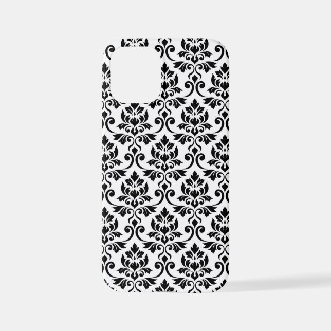 Feuille Damask Muster Black auf Weiß iPhone 12 Mini Hülle (Rückseite)