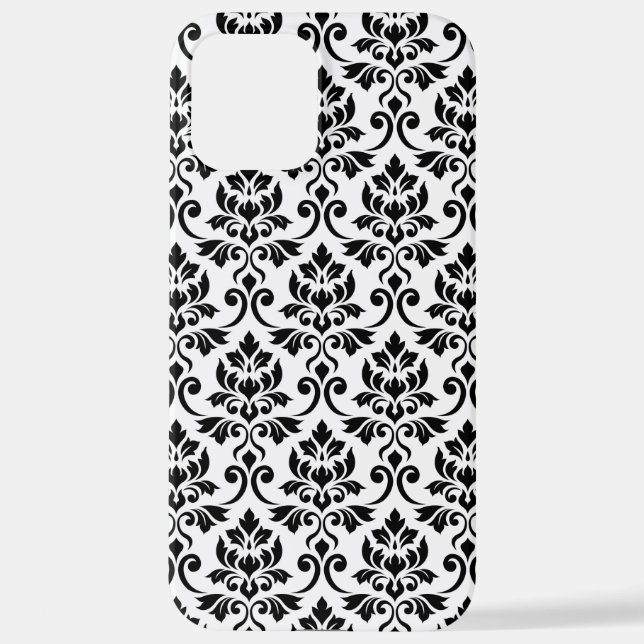 Feuille Damask Muster Black auf Weiß iPhone 12 Pro Max Hülle (Rückseite)