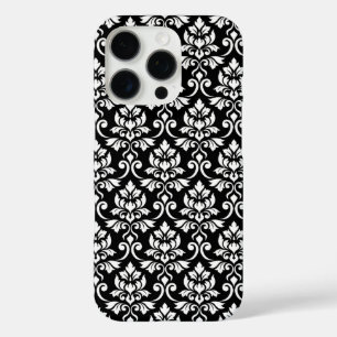 Feuille Damask Muster Weiß auf Schwarz iPhone 16 Pro Hülle