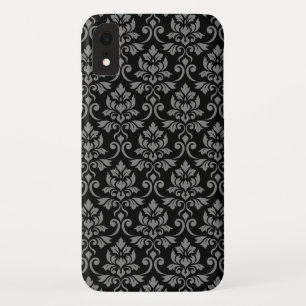 Feuille Damask Pattern Grau auf schwarz Case-Mate iPhone Hülle