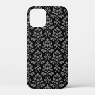 Feuille Damask Pattern Grau auf schwarz Case-Mate iPhone Hülle