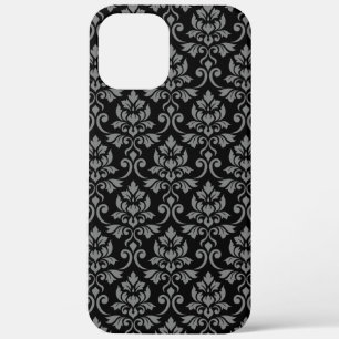 Feuille Damask Pattern Grau auf schwarz Case-Mate iPhone Hülle