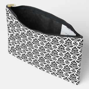 Feuille Damask Rpt Pattern Schwarz auf Weiß Zubehörtasche