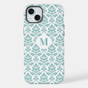 Feuille Damask Teal Muster (Benutzerdefiniert) iPhone 15 Plus Hülle